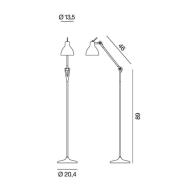 Luxy gulvlampe sort med blank hvid glas
