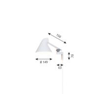 NJP vglampe m./kort arm hvid (LED 3000)