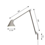 NJP væglampe m./lang arm lys alu grå (LED 3000)