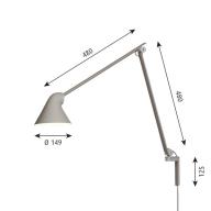 NJP vglampe m./lang arm lys alu gr (LED 3000)