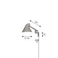NJP vglampe m./kort arm lys alu gr (LED 3000)