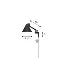 NJP væglampe m./kort arm sort (LED 3000)