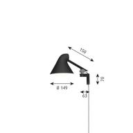 NJP vglampe m./kort arm sort (LED 3000)